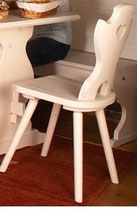 sedia tirolese curva cuore  bianco anilina