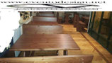 set panca con due panche da 150 e un tavolo 150x80x3 tinta noce