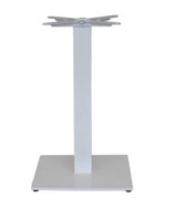 Base centrale in ghisa, verniciatura nero opaco, completa di piedini regolabili     DIMENSIONI  dim. base 45x45cm  colonna 8×8 cm  dim.max piano 90×90  diam.max piano 100cm  altezza 73 cm