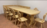 Set angolo panca 133x205, con tavolo allungabile spessore 4 e  n. 06 sedie curva cuore