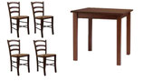 Set tavolo + 4 sedie Venezia impagliate color noce per bar ristorante FIRENZE