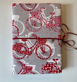 Notizbuchumschlag Fahrrad (grau-rosa-rot)