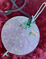 Urinbeutel Schutztasche rund, mit grün/lila Farbspiel & transparenten Klickverschlüssen in grün-lila