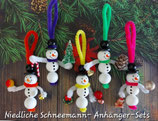 BA5) Niedliche Holzschneemann Anhänger-Sets