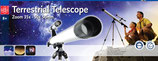 Teleskop zur Erdbeobachtung 650mm Tubus 50mm Linsendurchmesser 91cm Bodenstativ 6fach Sucher Neigermontierung Huygens Zoomokular