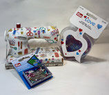 GeschenkSet Nadelkissen Nähmaschine Clips und Stecknadeln