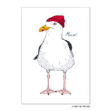 PK0370 Postkarte Möwe Fiete mit roter Mütze