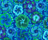KF1011 - Kaffe Fassett - Philip Jacobs for the Kaffe Fassett Collective - PWPJ122.BLUE - Floating Hibiscus - Blue