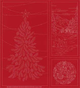 WAGARA Sashiko Panel "Season's Greetings" 2 - Red