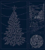 WAGARA Sashiko Panel "Season's Greetings" 2 - Blue Navy