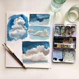 Aquarell mit Fokus Wolken und Himmel