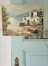 Shabby: Dekoratives altes Gemälde Landschaftsbild Italien