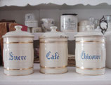 Alte französische Emaille Vorratsdosen 3-er Set