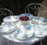 Shabby: Set Dessert Teller Keramik Frankreich um 1890