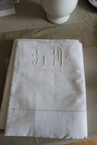 Schönes altes weißes Betttuch mit Monogramm aus Frankreich