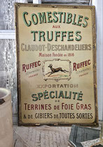 Antikes französisches Metallschild Comestibles aux Truffes 1910
