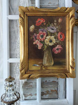 Shabby: Dekoratives antikes Blumengemälde Frankreich 1929