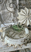 Schöne uralte silberne Hohlglaskette Christbaumschmuck