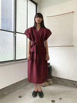 リネンウール前合わせベスト付きワンピース