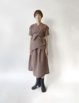 コットン前合わせベスト付きワンピース