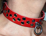 TERGINUM Premium Nietenhalsband mit O-Ring, rot