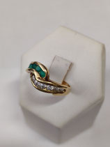anello donna in oro 18 kt brillanti e smeraldi