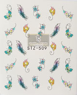 Stickers effet aquarelle plumes papillons fleurs