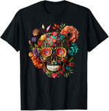 Totenkopf / Totenschädel bunt Blumen