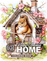 Max Brenner - 101 Baby Animal Home - Grayscale Coloring Book