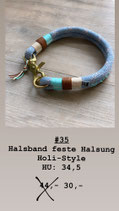 Halsband feste Halsung doppelt #35 babyblue Holi-Style, HU: 34,5cm