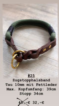 Zugstopphalsband #25 Khaki & Fettleder braun