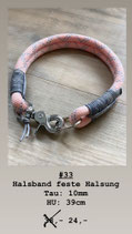 Halsband feste Halsung doppelt #33 babyrosa & grey, HU: 39cm