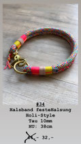 Halsband feste Halsung doppelt #34 Fireworks Holi-Style, HU: 38cm