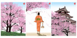 "Kirschblüten Kimono Girl" Kunstdruck limitiert direkt vom Künstler Leinwand Poster Wandbild
