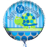 1st Birthday Boy Schildkrötchen rund Folienballon