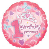 1st Birthday Girl Princess rund Folienballon