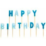 Kuchenkerzen HAPPY BIRTHDAY blau