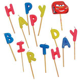 Cars "Happy Birthday" Buchstabenkuchenkerzen
