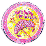Princess Happy Birthday rund Folienballon