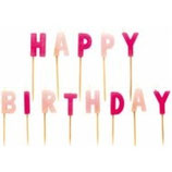 Kuchenkerzen HAPPY BIRTHDAY pink/rosa