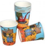 Baustelle Bagger und Bauarbeiter Partybecher
