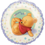 Winnie Pooh Welcome Baby rund Folienballon