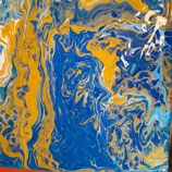 Schüttbild blau/ gold