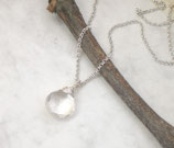 Bergkristall Tropfen Kette facettiert 925 Silber (d609)