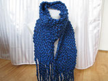 Echarpe homme en laine bleue réalisée en tricot