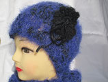 Bonnet tricoté en laine pour femme violet et noir