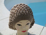 Bonnet en coton style dreadlocks, bonnet crochet beige