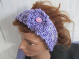 Bandeau laine brillante avec fleur, headband fillette,bandeau pour fillette ou adulte, serre tête, bandeau cheveux, headband mauve