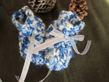 Chaussons bébé en laine bleue et blanche 9/12 mois