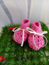 Chaussons bébé en laine rose 3/6 mois
